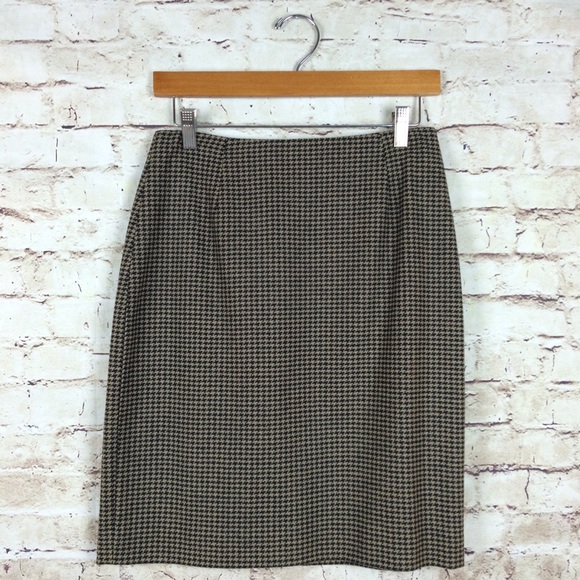 Ann Taylor Black Tan Houndstooth Wool Skirt SOLD - Picture 4 of 7